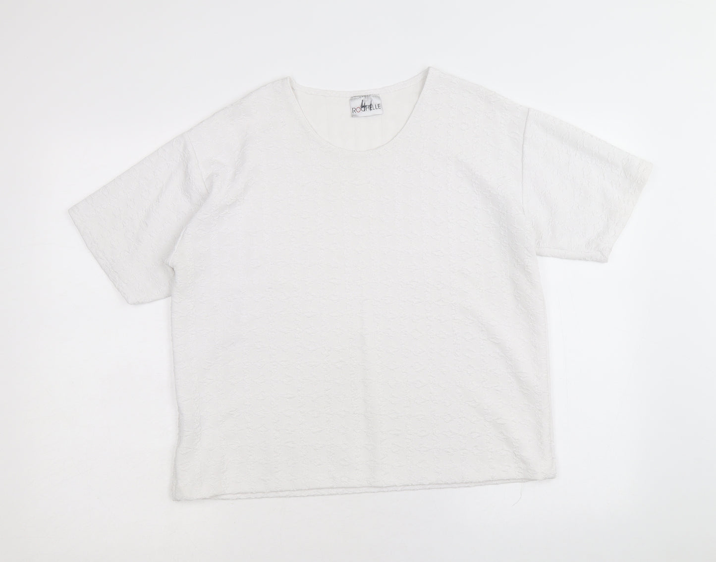 Rochelle Womens White Polyester Basic T-Shirt Size M Round Neck - Size M-L