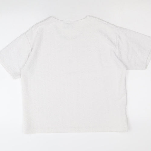 Rochelle Womens White Polyester Basic T-Shirt Size M Round Neck - Size M-L