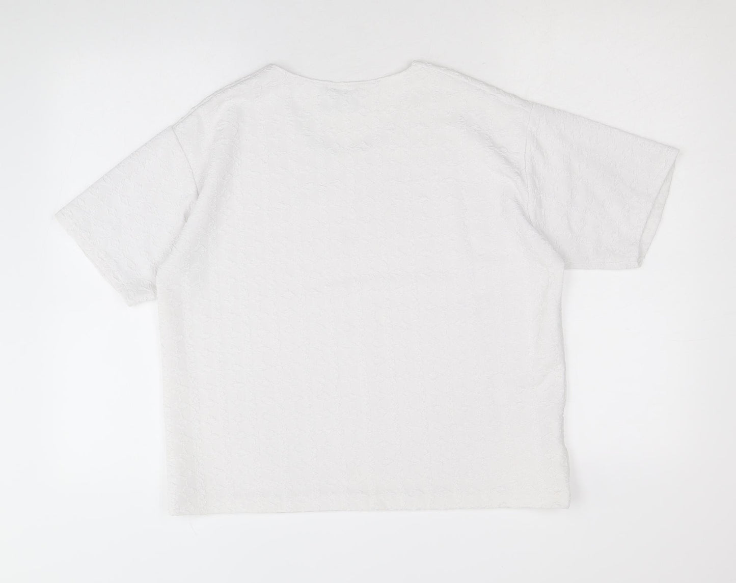 Rochelle Womens White Polyester Basic T-Shirt Size M Round Neck - Size M-L