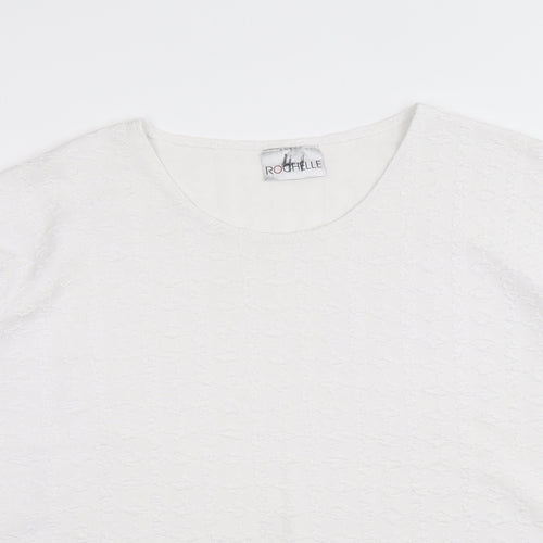 Rochelle Womens White Polyester Basic T-Shirt Size M Round Neck - Size M-L