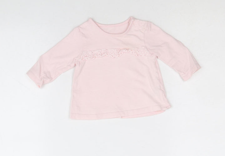 George Girls Pink 100% Cotton Basic T-Shirt Size 0-3 Months Round Neck Snap