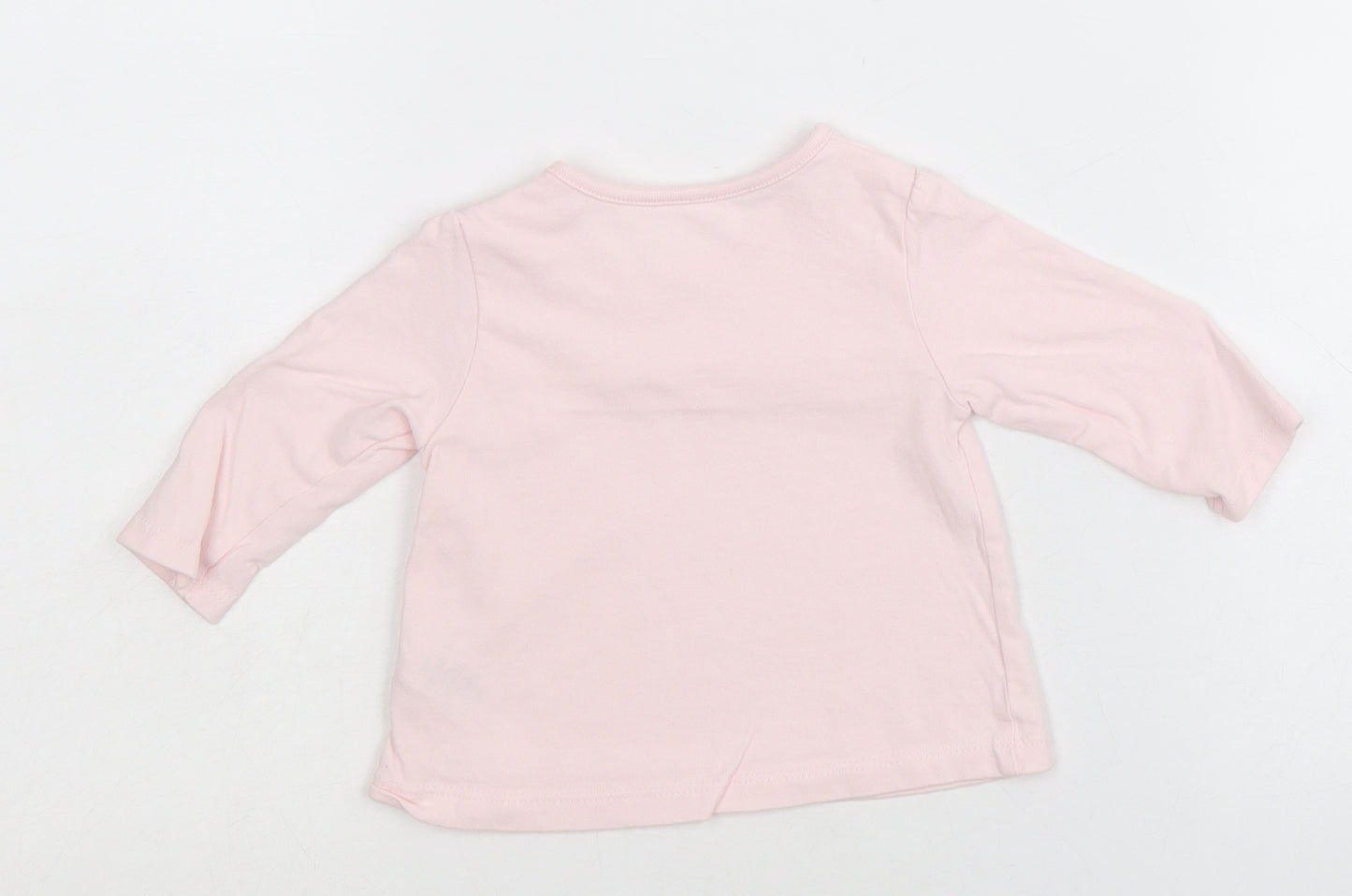 George Girls Pink 100% Cotton Basic T-Shirt Size 0-3 Months Round Neck Snap