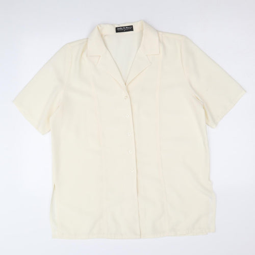 Joella Di Marco Womens Yellow Polyester Basic Button-Up Size M Collared