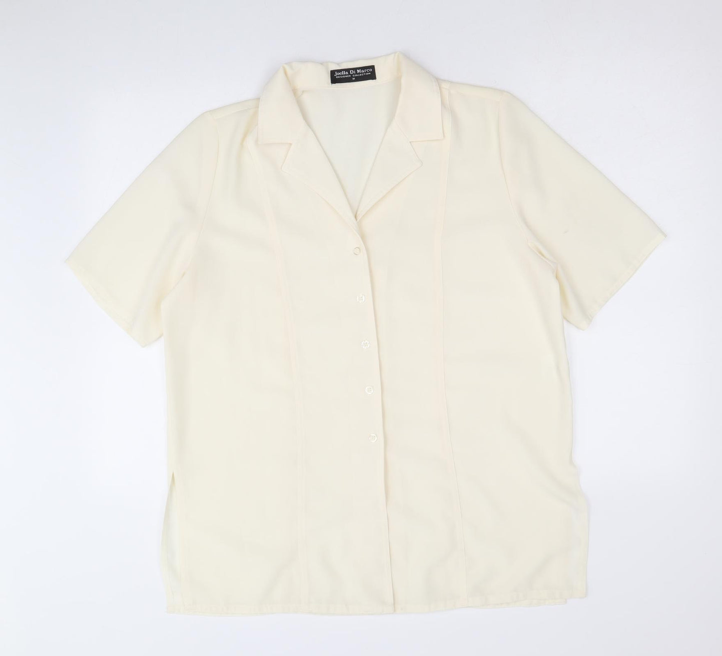 Joella Di Marco Womens Yellow Polyester Basic Button-Up Size M Collared