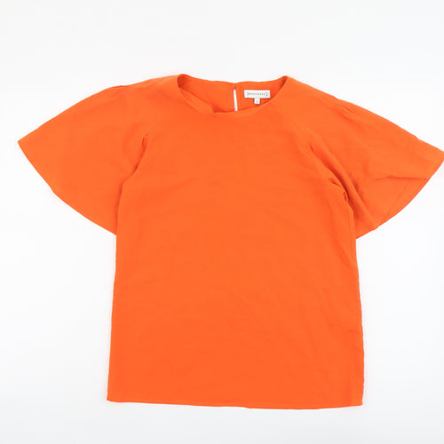 Warehouse Womens Orange Polyester Basic T-Shirt Size 8 Round Neck