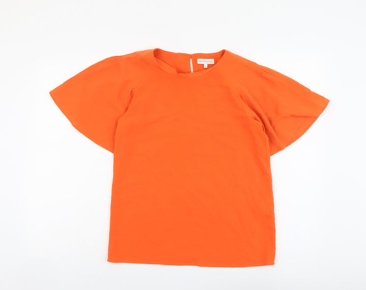 Warehouse Womens Orange Polyester Basic T-Shirt Size 8 Round Neck
