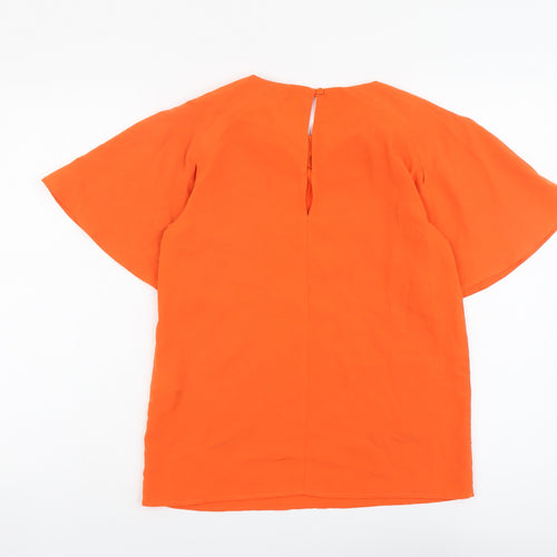 Warehouse Womens Orange Polyester Basic T-Shirt Size 8 Round Neck