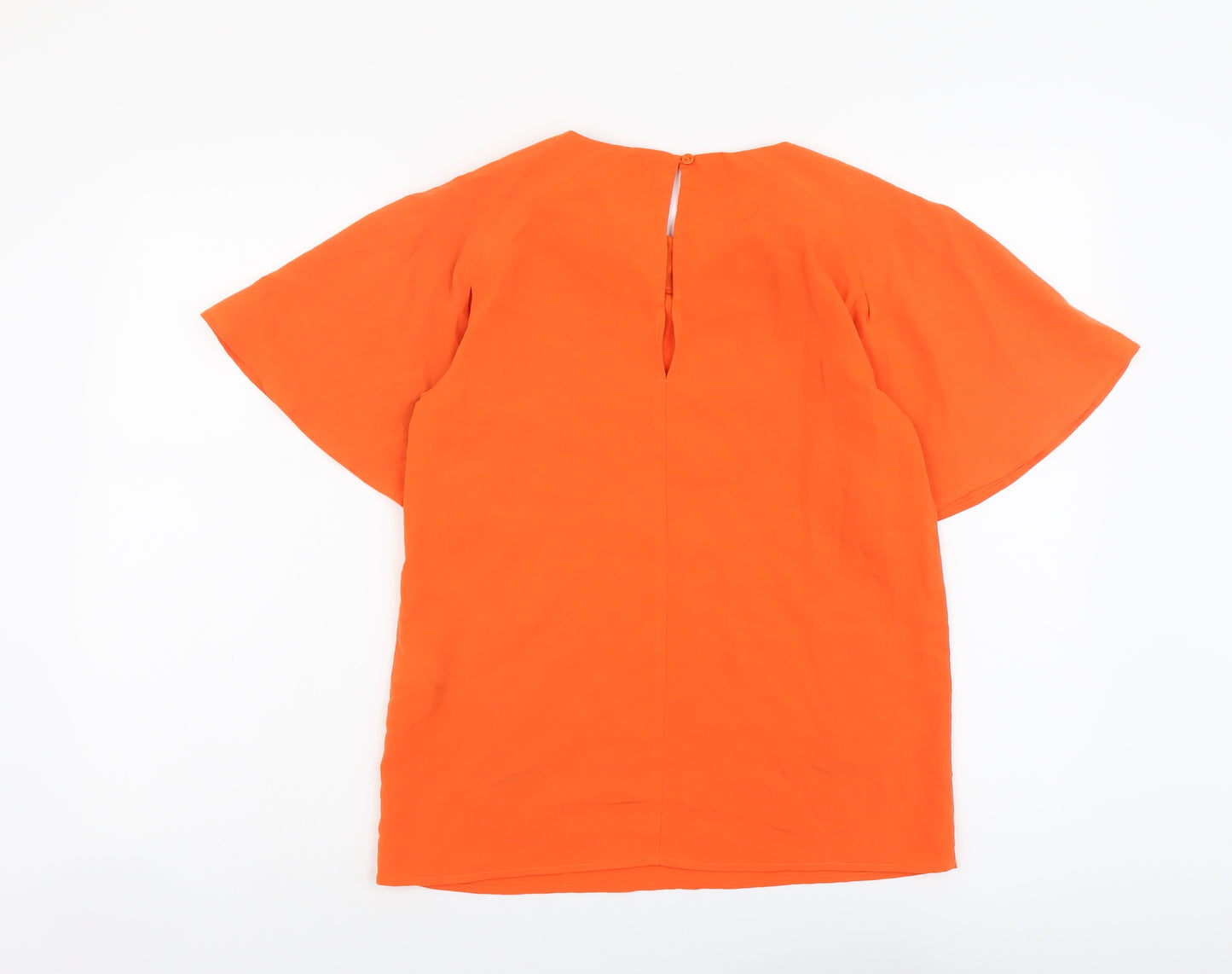 Warehouse Womens Orange Polyester Basic T-Shirt Size 8 Round Neck