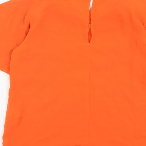 Warehouse Womens Orange Polyester Basic T-Shirt Size 8 Round Neck