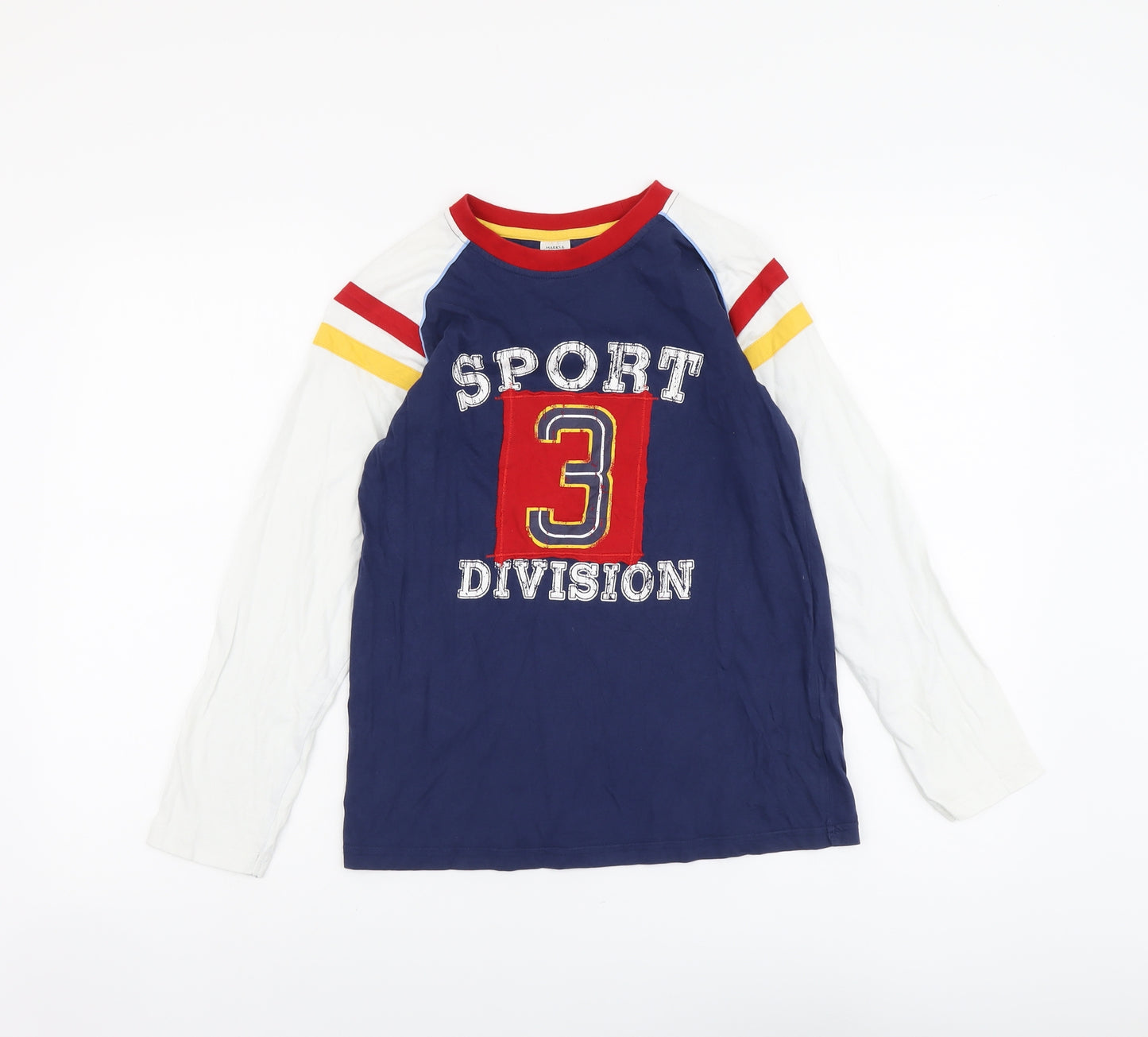 Marks and Spencer Boys Multicoloured Cotton Pullover Casual Size 11-12 Years Round Neck Pullover - Sport Division