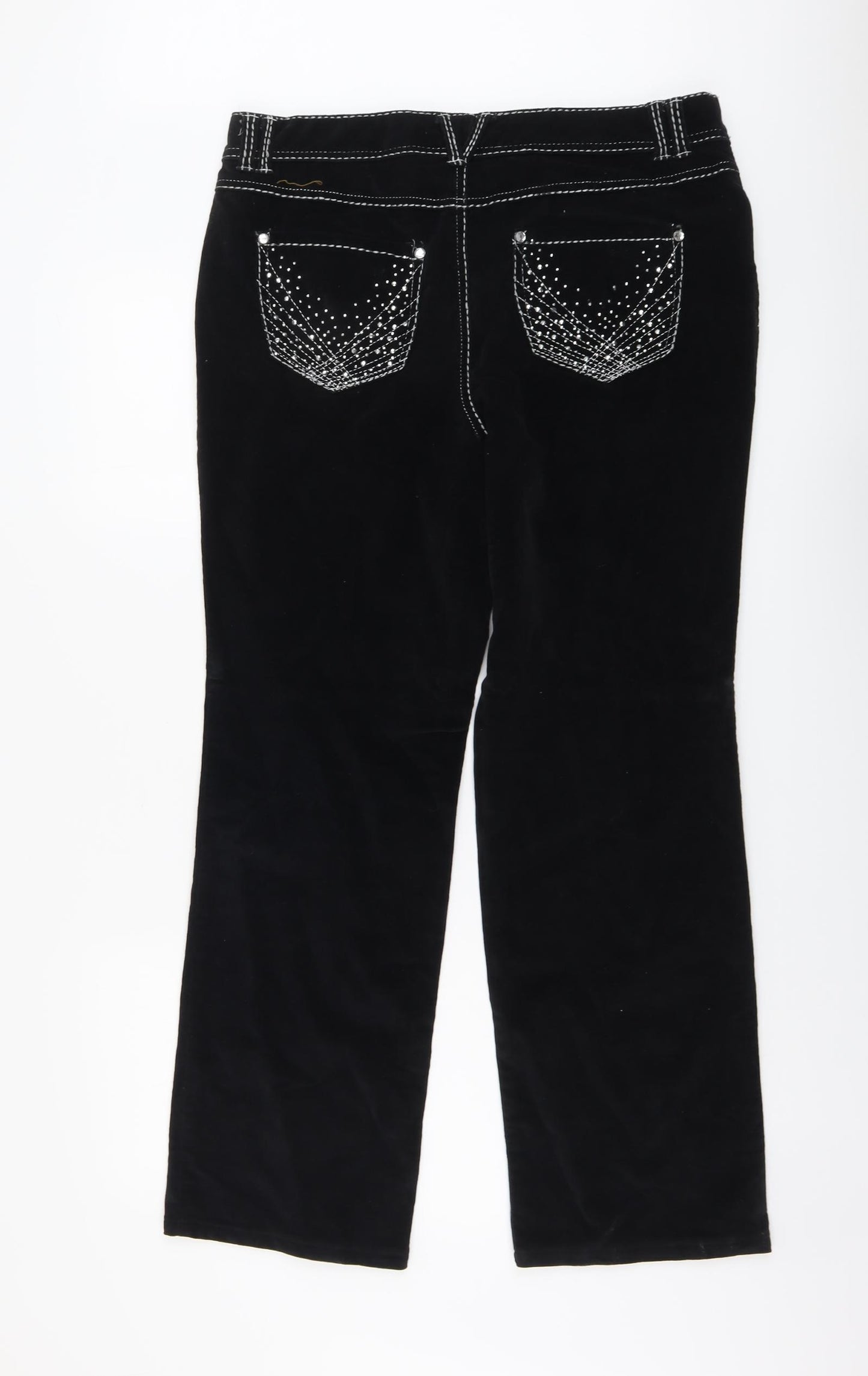 Style&Co Womens Black Cotton Trousers Size 12 L29 in Regular Button