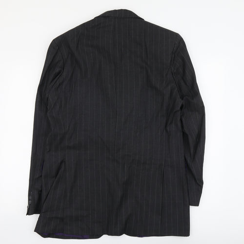 Marks and Spencer Mens Grey Striped Wool Jacket Blazer Size L Regular