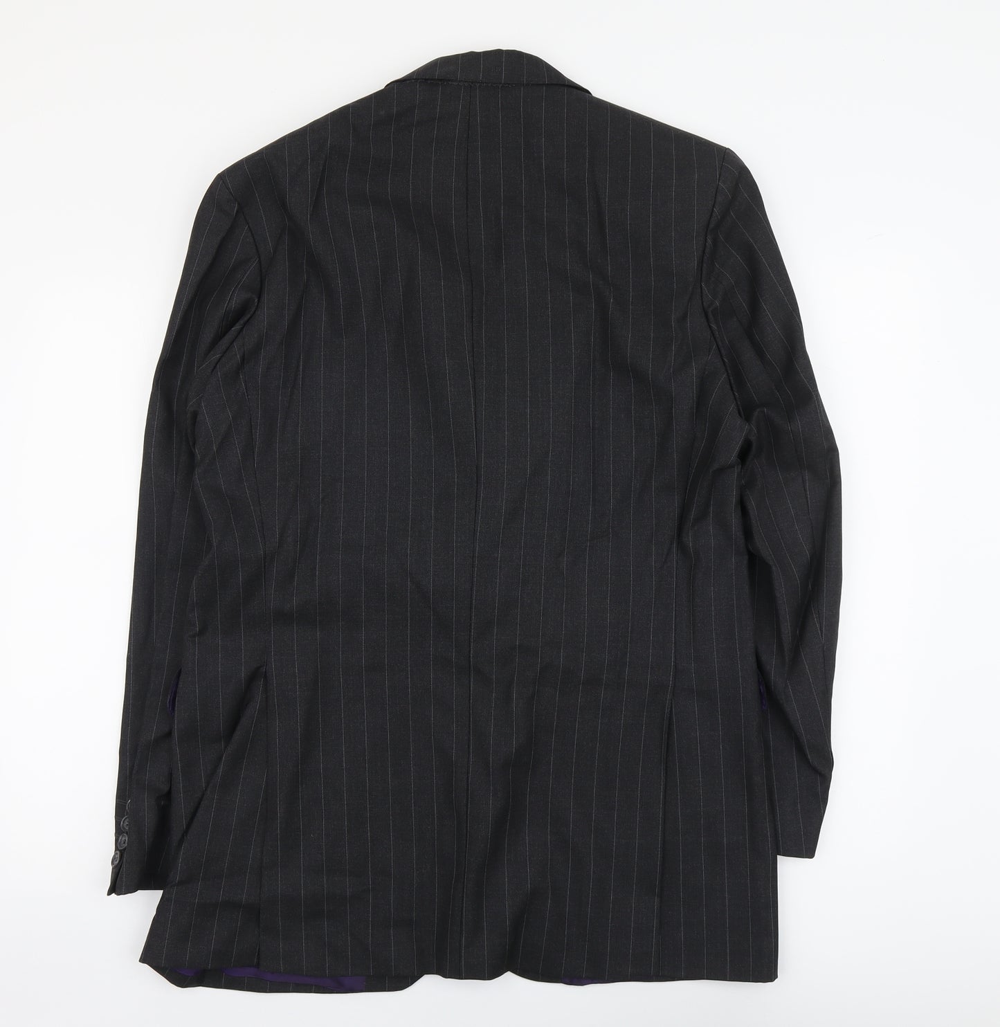 Marks and Spencer Mens Grey Striped Wool Jacket Blazer Size L Regular