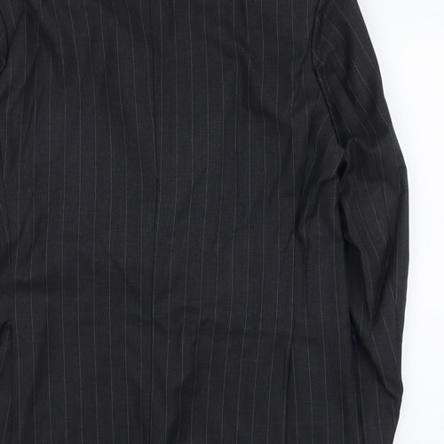 Marks and Spencer Mens Grey Striped Wool Jacket Blazer Size L Regular