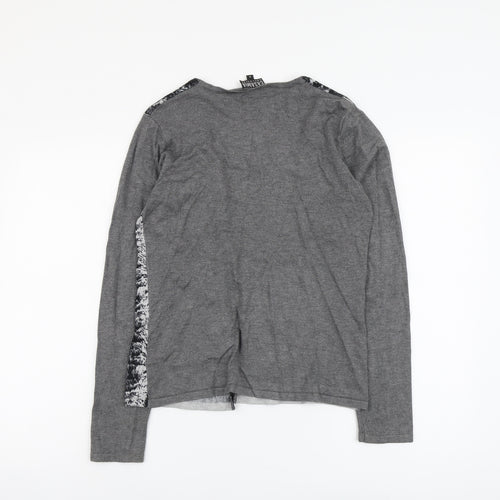 Casamia Womens Grey V-Neck Viscose Cardigan Jumper Size S