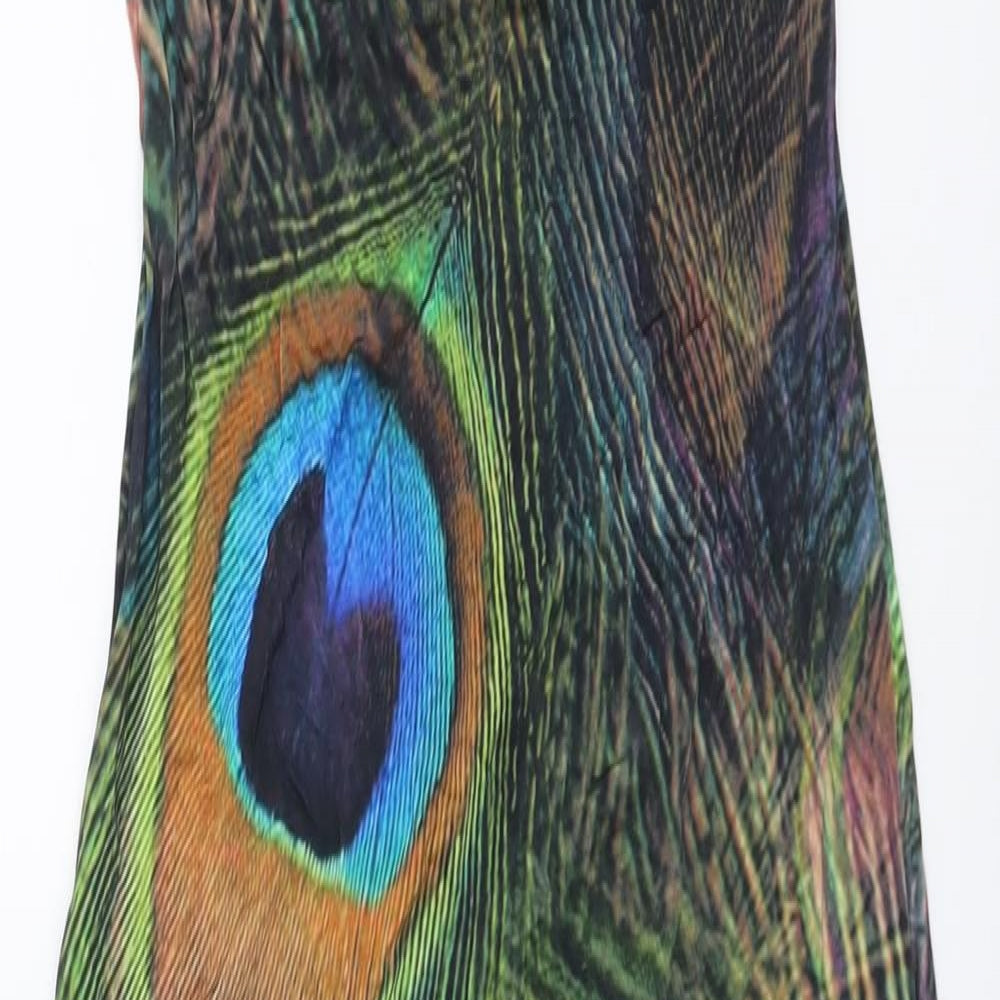 River Island Womens Multicoloured Geometric Polyester Maxi Size 12 Halter Pullover - Peacock Feather