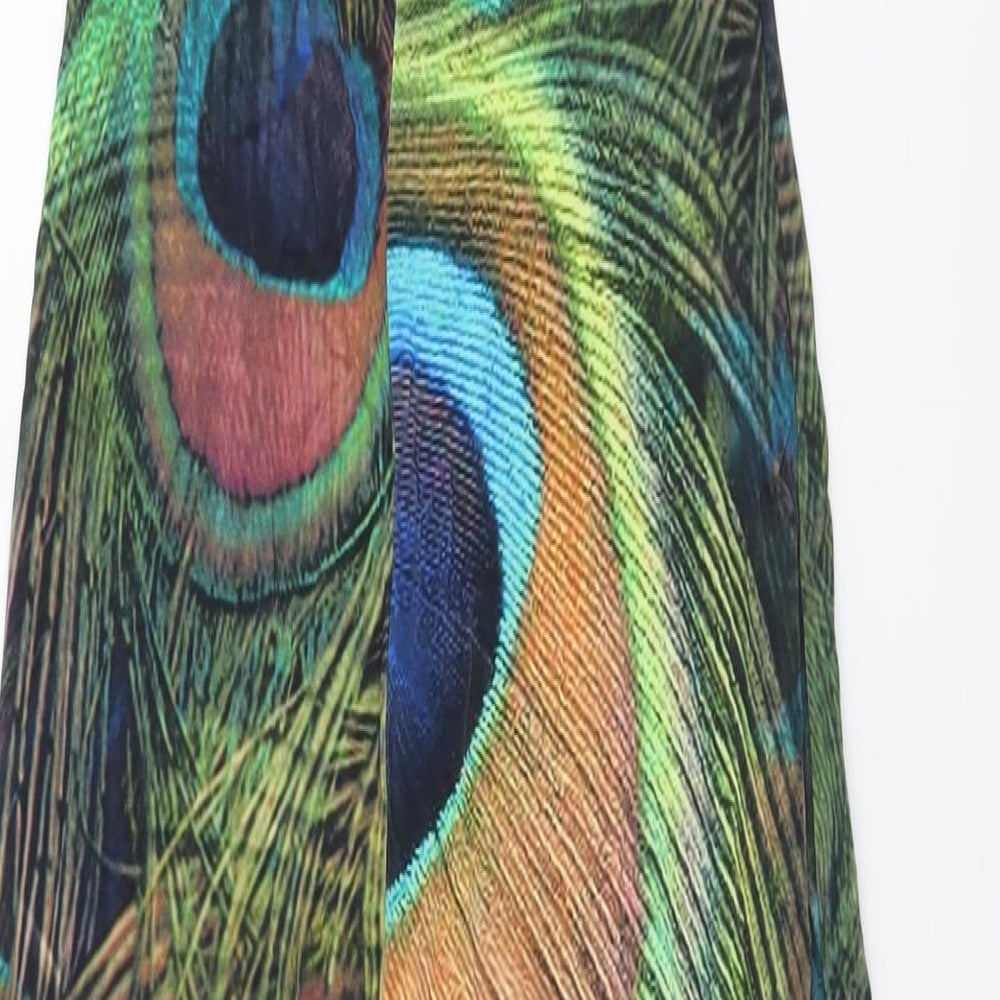 River Island Womens Multicoloured Geometric Polyester Maxi Size 12 Halter Pullover - Peacock Feather