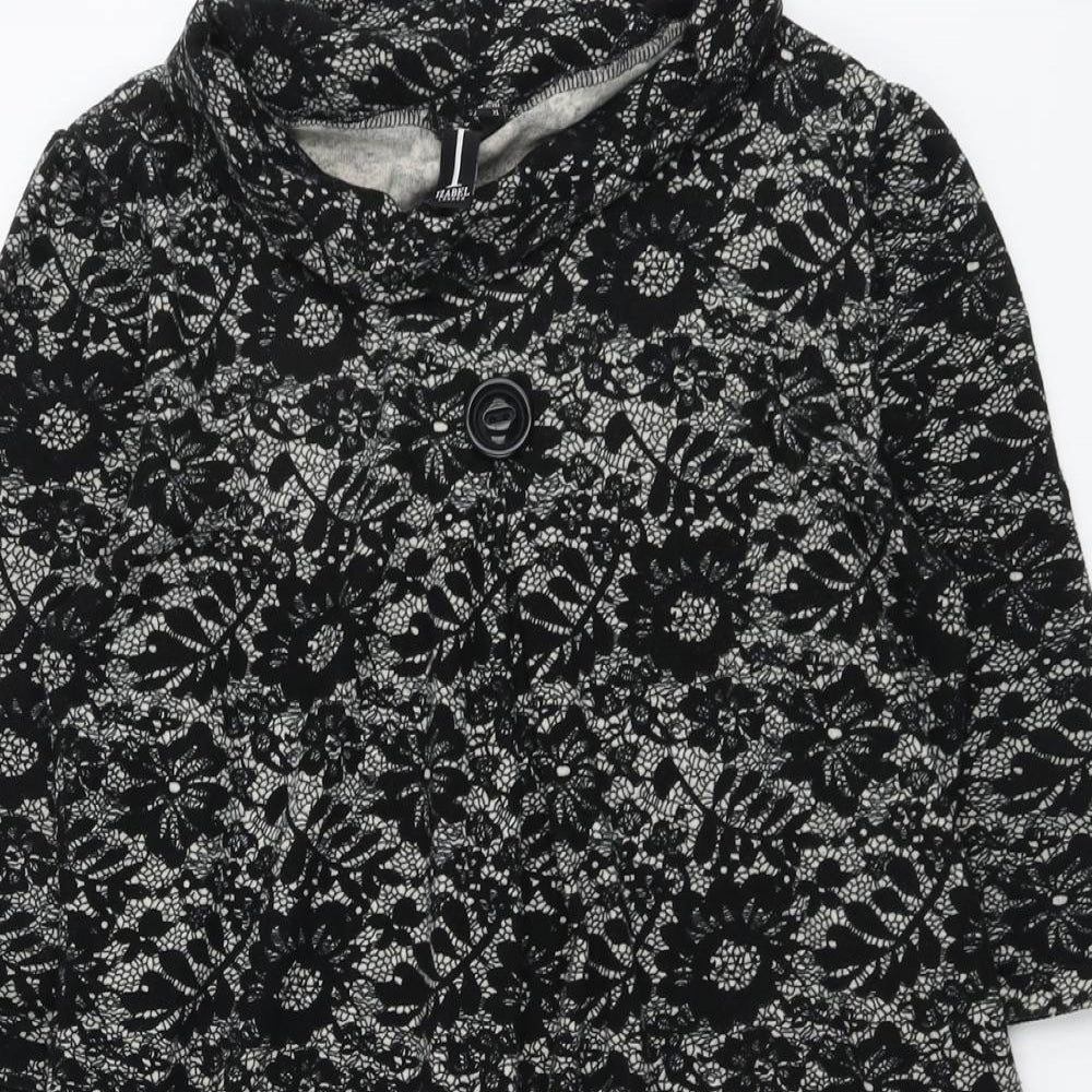Izabel Womens Black Floral Polyester Trapeze & Swing Size 14 Round Neck Pullover