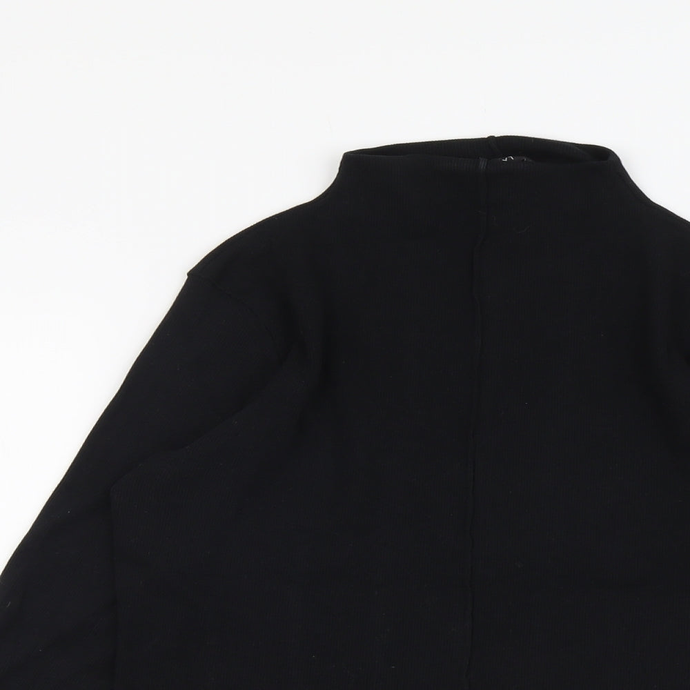 NEXT Womens Black Cotton Basic T-Shirt Size 16 High Neck