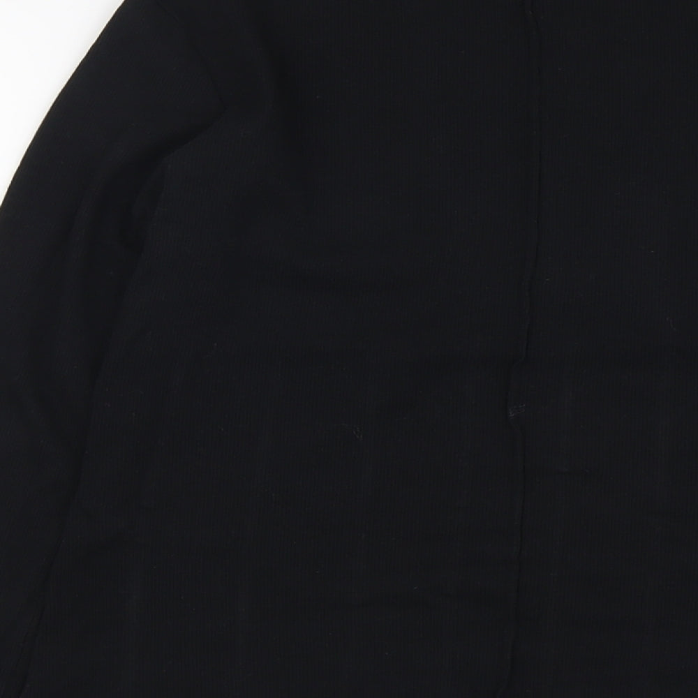 NEXT Womens Black Cotton Basic T-Shirt Size 16 High Neck