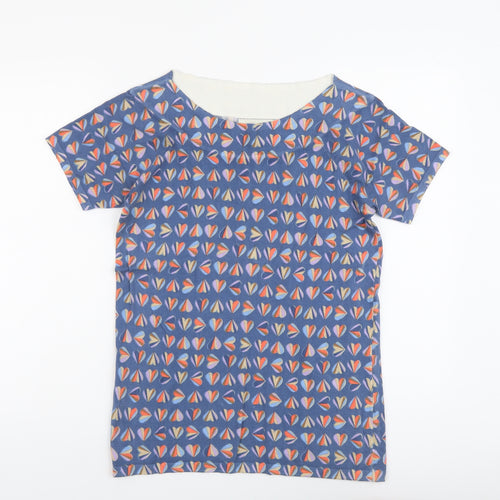 NEXT Womens Blue Scoop Neck Geometric Cotton Pullover Jumper Size 10
