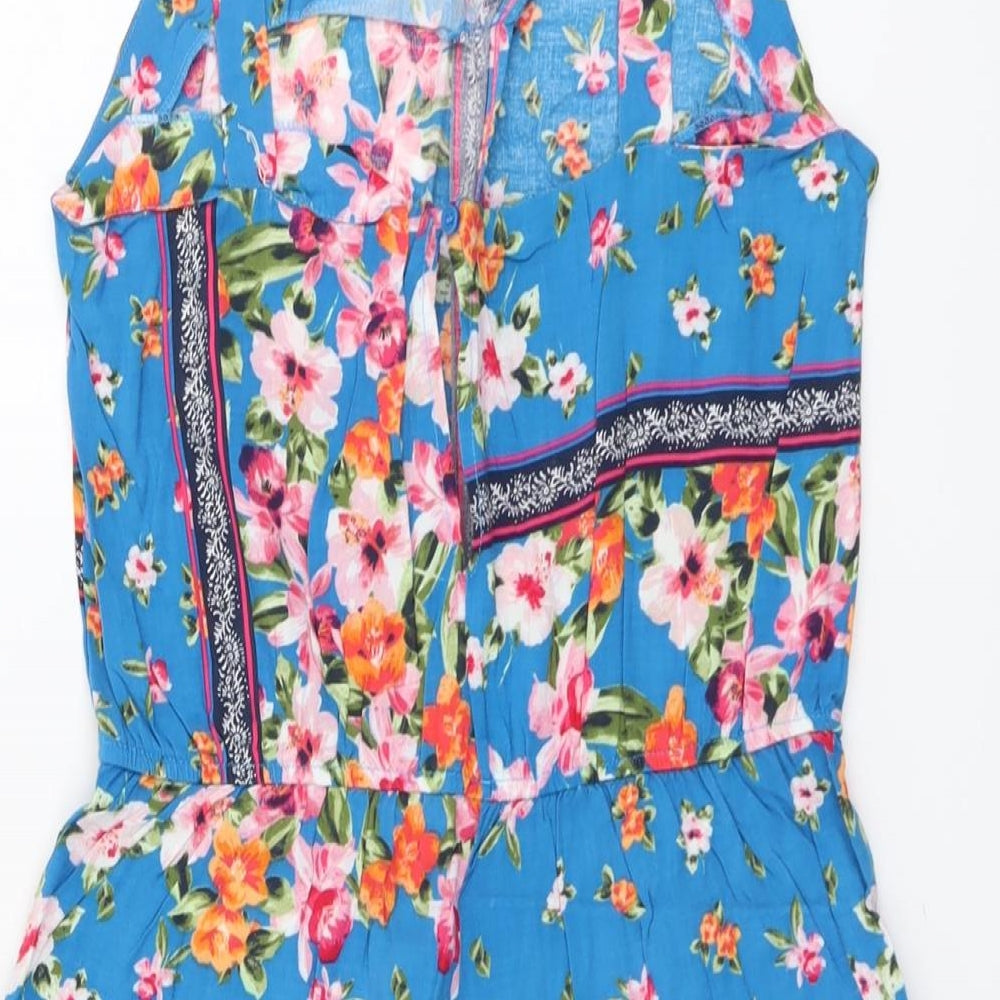 George Womens Blue Floral Viscose Playsuit One-Piece Size 10 Pullover