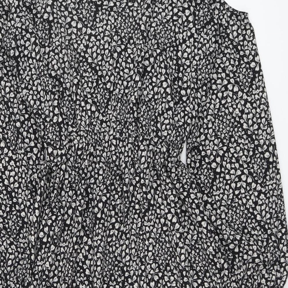 Atmosphere Womens Black Geometric Polyester Fit & Flare Size 10 V-Neck Pullover - Cold Shoulder