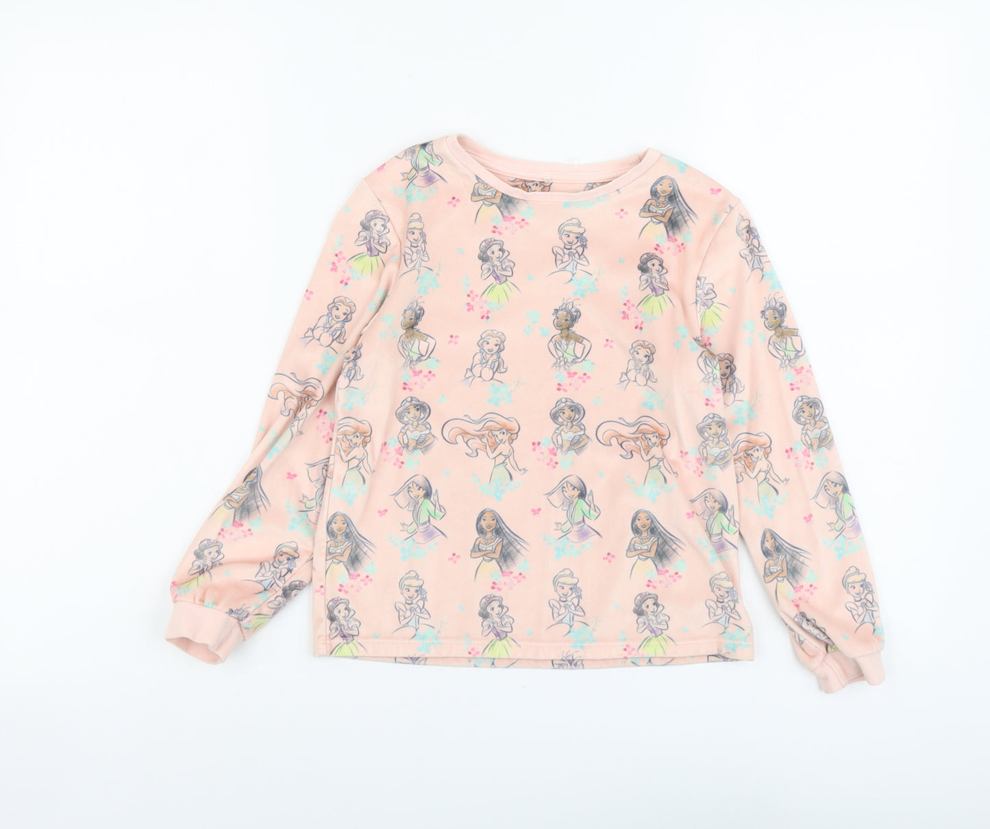 George Girls Pink Geometric Polyester Basic Casual Size 7-8 Years Scoop Neck Pullover - Disney Princess