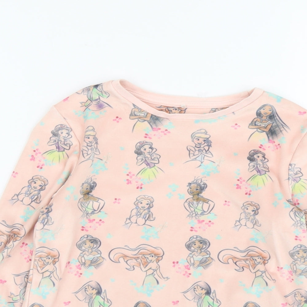 George Girls Pink Geometric Polyester Basic Casual Size 7-8 Years Scoop Neck Pullover - Disney Princess