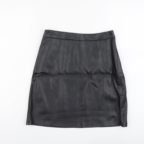 Papaya Womens Black Polyester A-Line Skirt Size 10 Zip