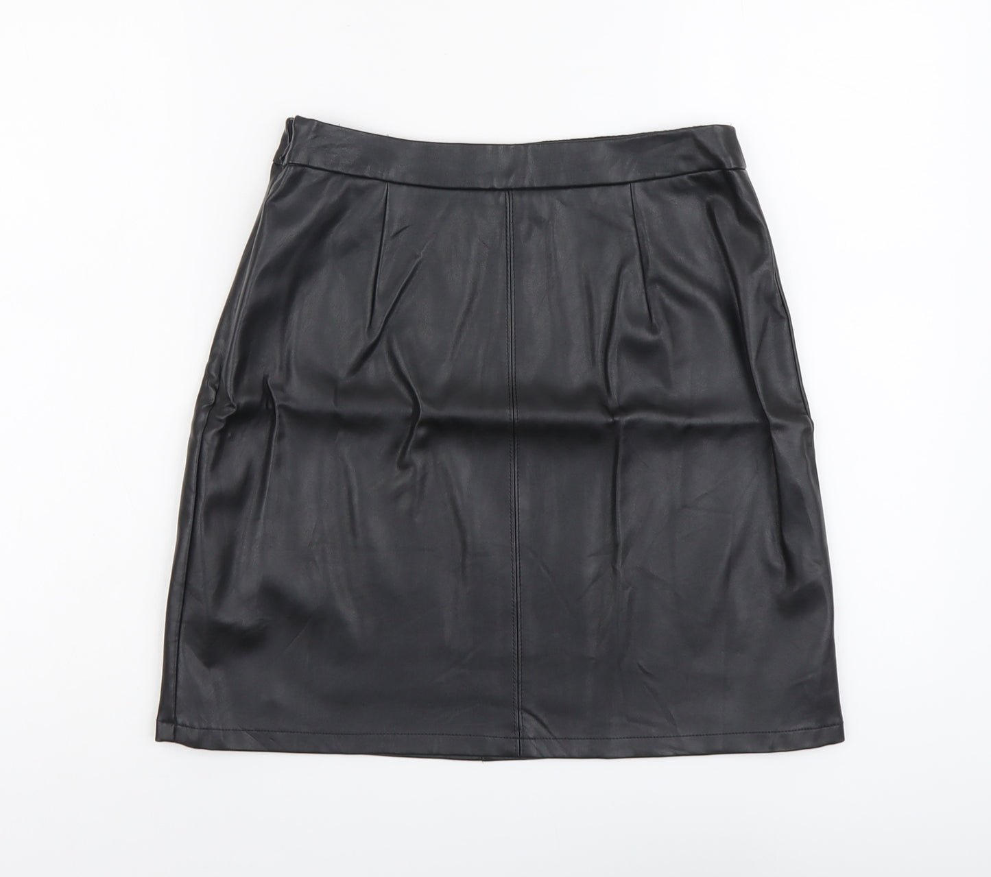 Papaya Womens Black Polyester A-Line Skirt Size 10 Zip