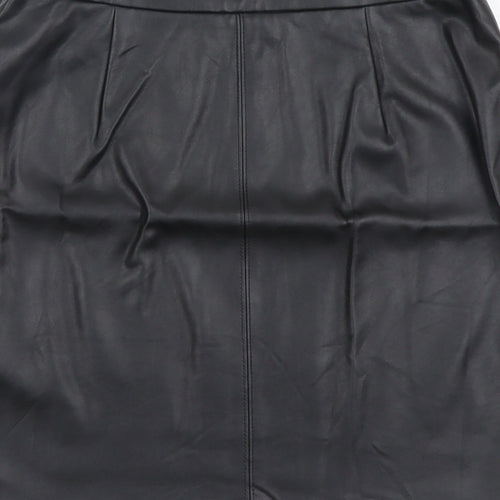 Papaya Womens Black Polyester A-Line Skirt Size 10 Zip