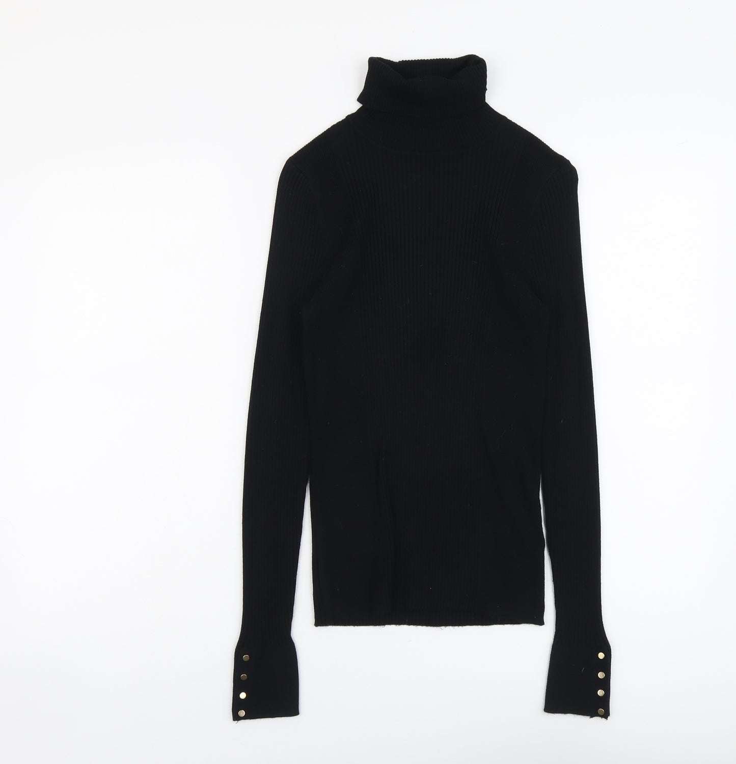 New Look Womens Black Roll Neck Viscose Pullover Jumper Size 12