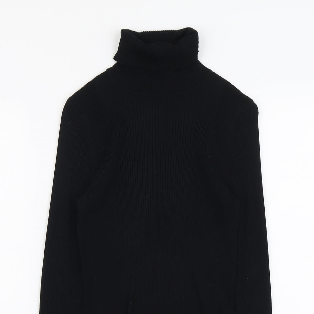 New Look Womens Black Roll Neck Viscose Pullover Jumper Size 12