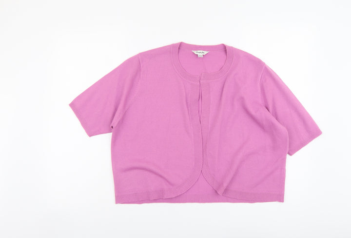 Simply Be Womens Pink V-Neck Acrylic Cardigan Jumper Size 16