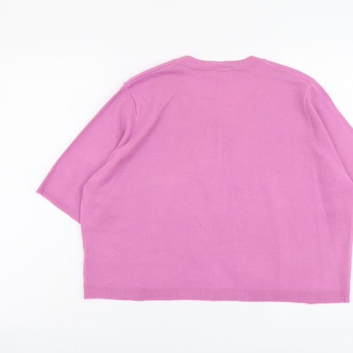 Simply Be Womens Pink V-Neck Acrylic Cardigan Jumper Size 16