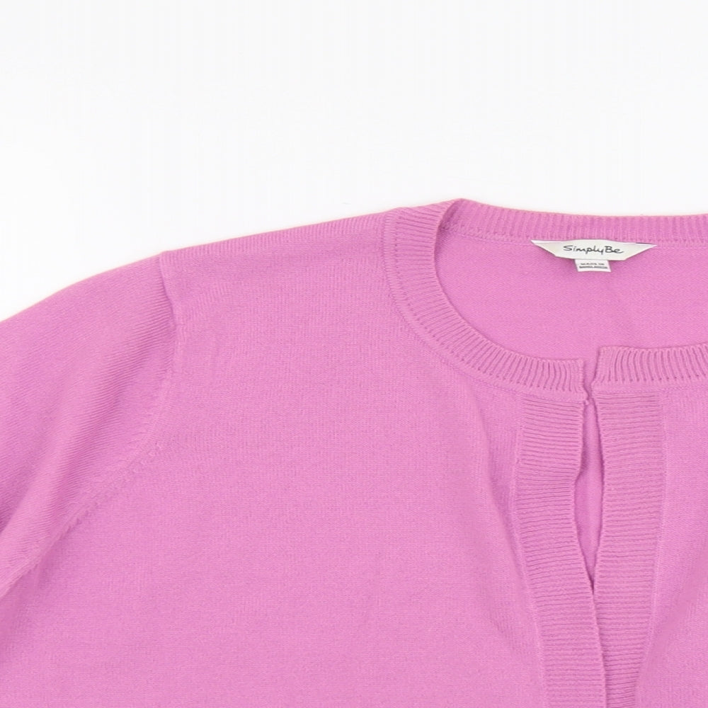 Simply Be Womens Pink V-Neck Acrylic Cardigan Jumper Size 16