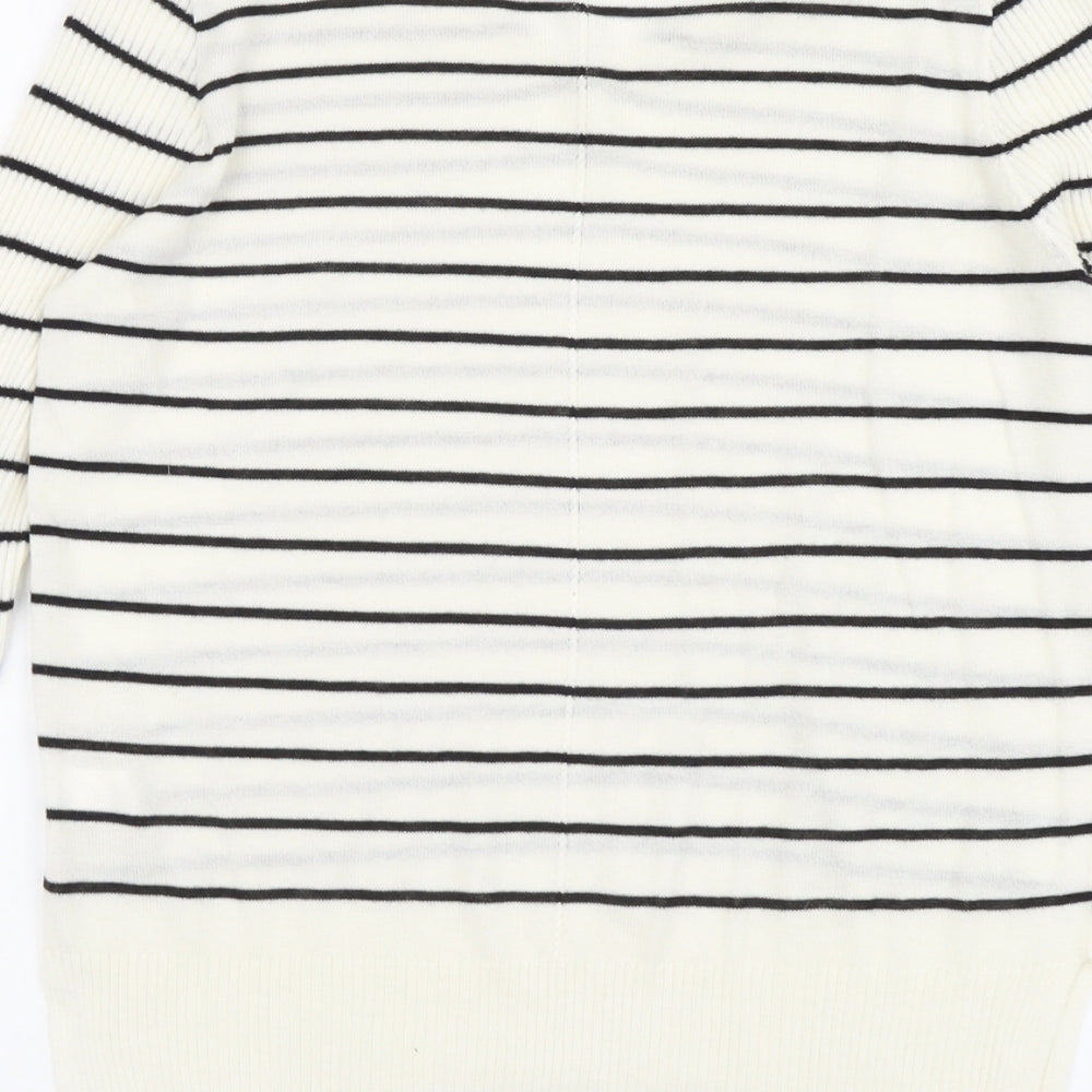 Atmosphere Womens Ivory V-Neck Striped Acrylic Pullover Jumper Size 8