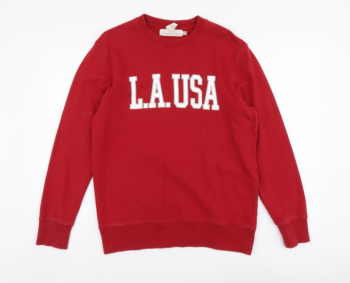 H&M Mens Red Cotton Pullover Sweatshirt Size S - L.A USA