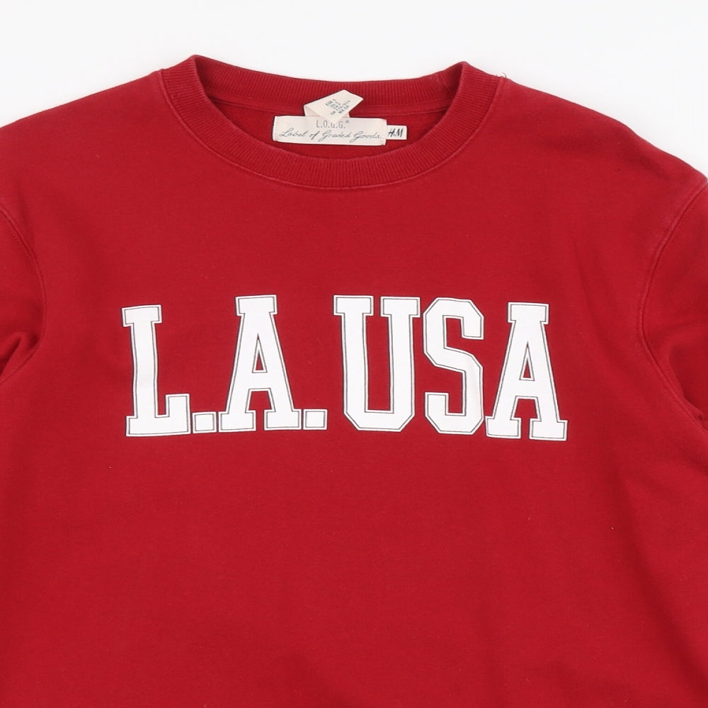 H&M Mens Red Cotton Pullover Sweatshirt Size S - L.A USA