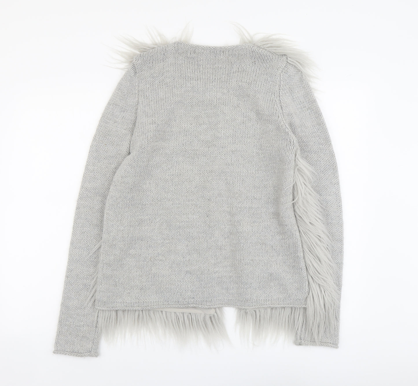 NEXT Womens Grey V-Neck Acrylic Cardigan Jumper Size 12