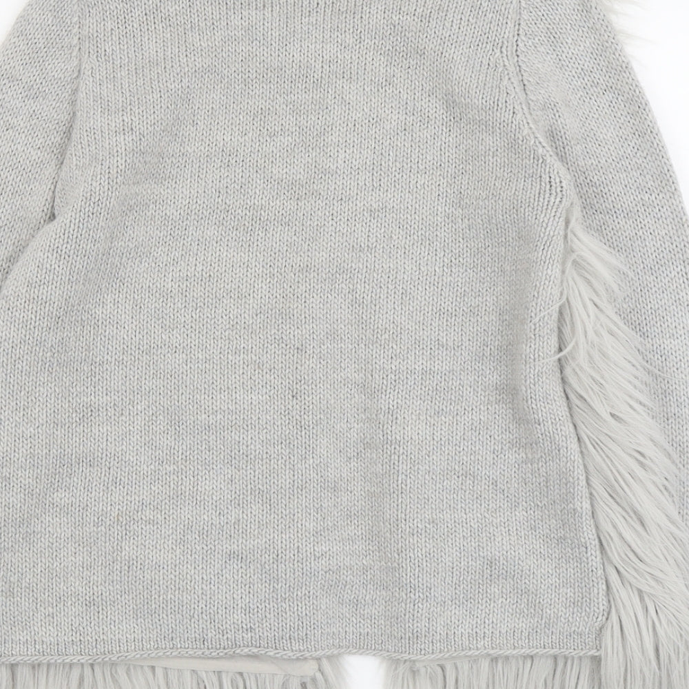 NEXT Womens Grey V-Neck Acrylic Cardigan Jumper Size 12