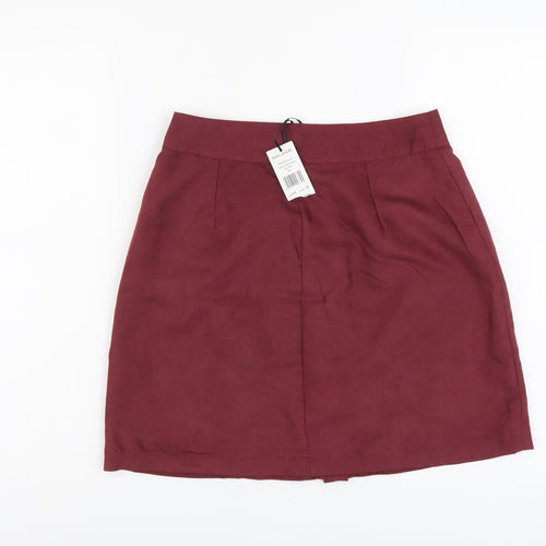 Select Womens Red Polyester A-Line Skirt Size 8 Button