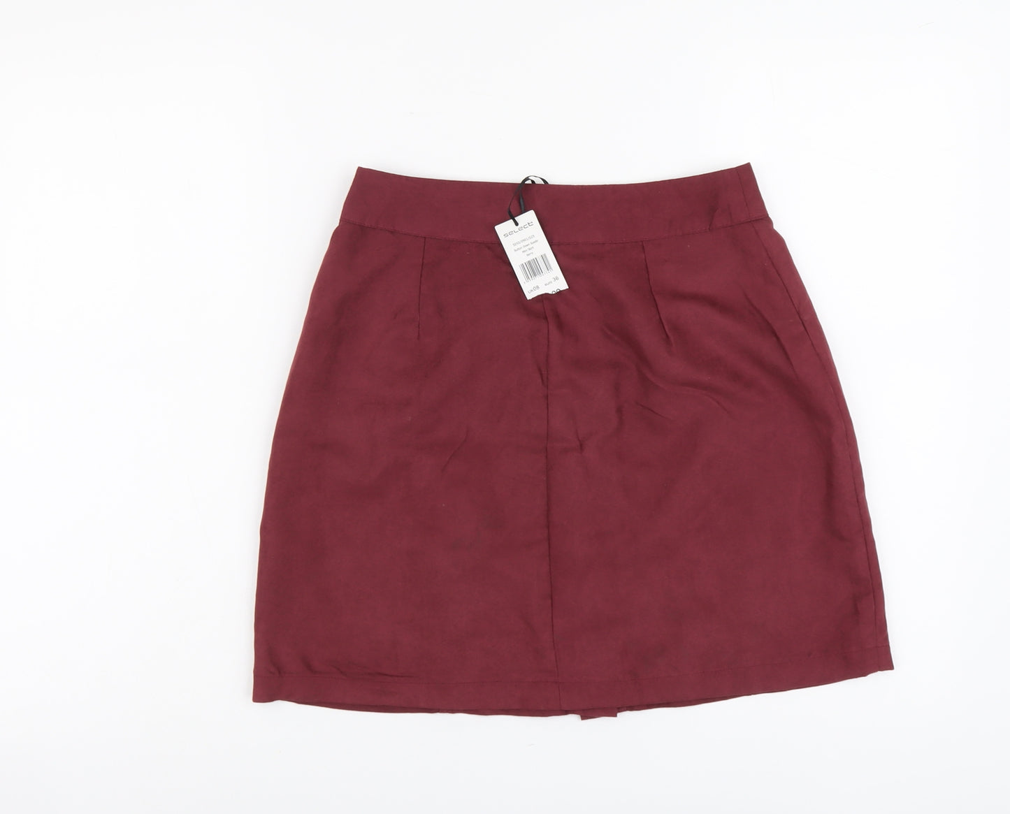 Select Womens Red Polyester A-Line Skirt Size 8 Button
