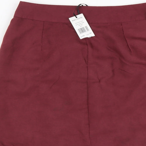 Select Womens Red Polyester A-Line Skirt Size 8 Button