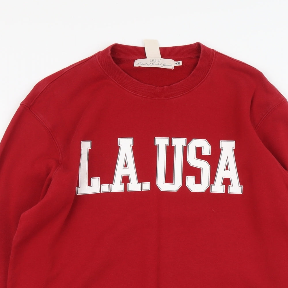H&M Womens Red Cotton Pullover Sweatshirt Size M Pullover - L.A USA