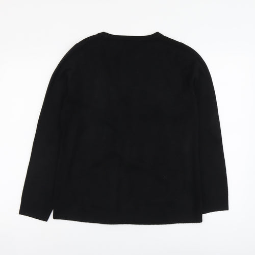 Bonmarché Womens Black V-Neck Acrylic Cardigan Jumper Size S