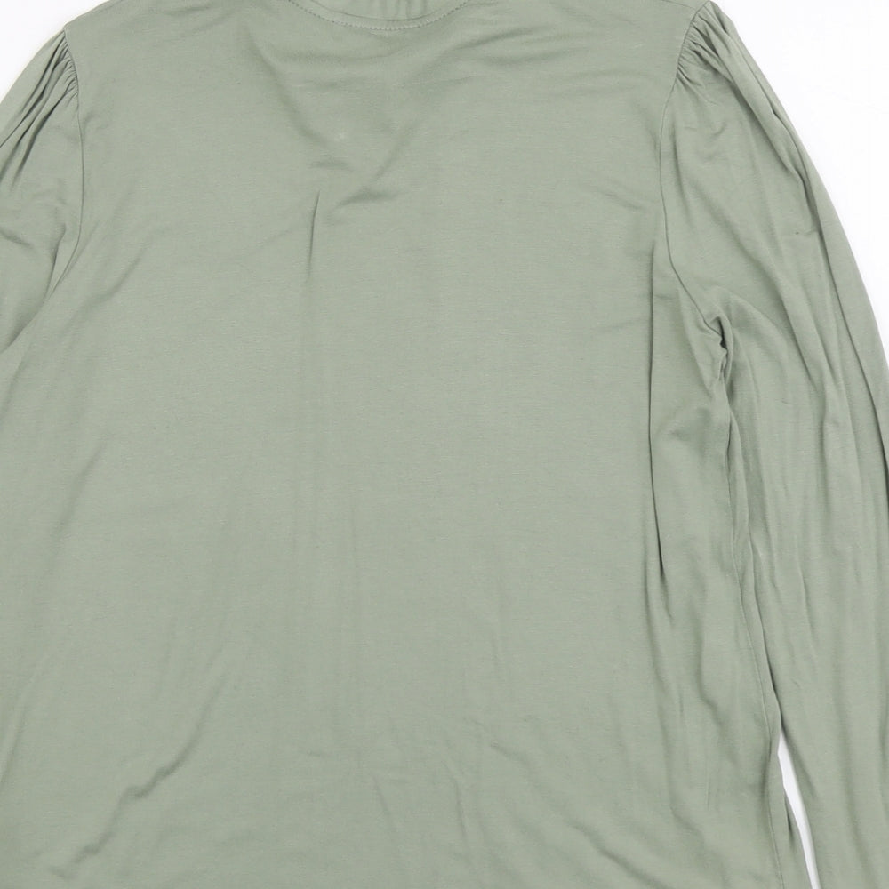 Marks and Spencer Womens Green Viscose Basic T-Shirt Size 12 V-Neck