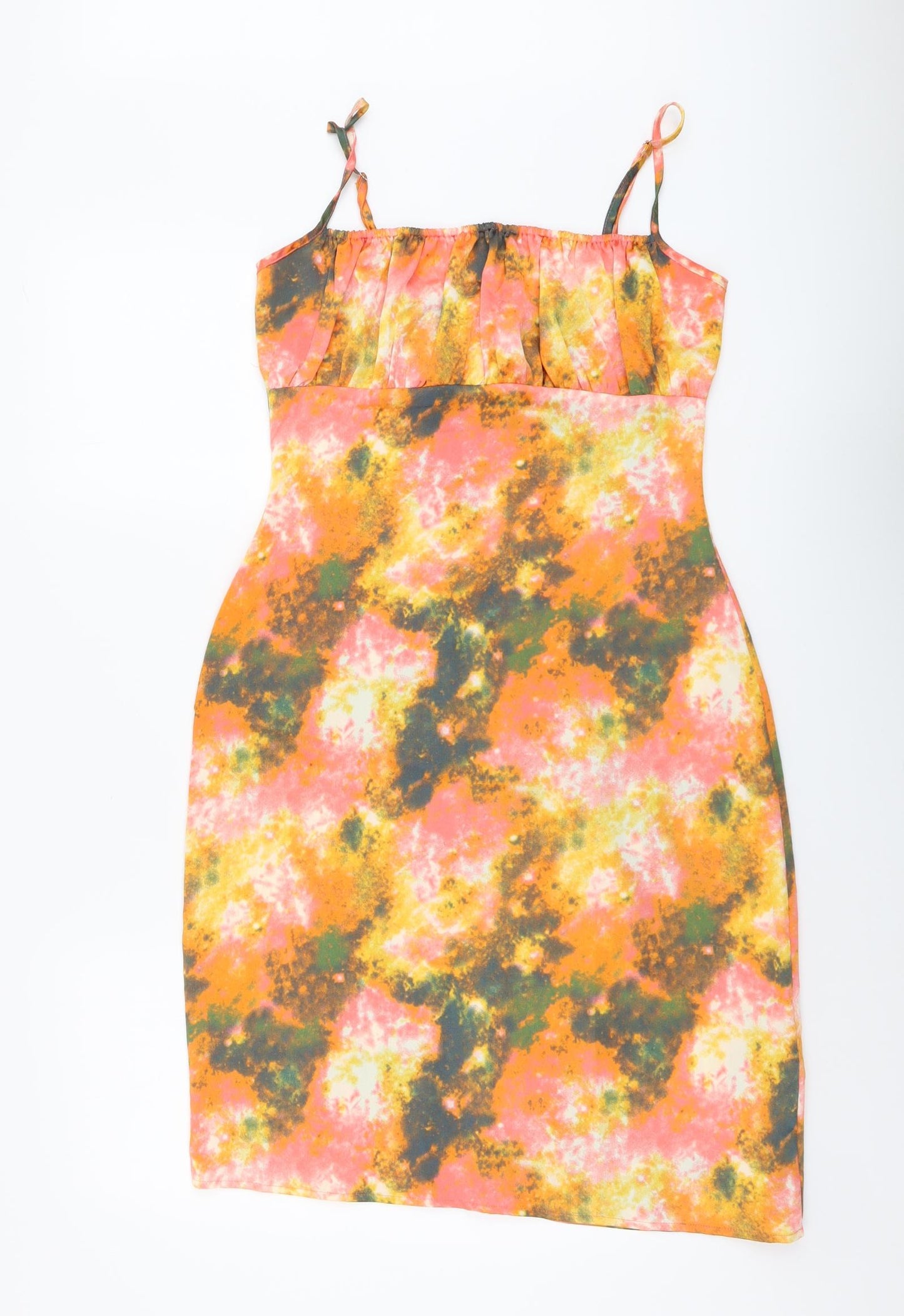 Nasty Gal Womens Multicoloured Geometric Polyester Bodycon Size 10 Square Neck Zip