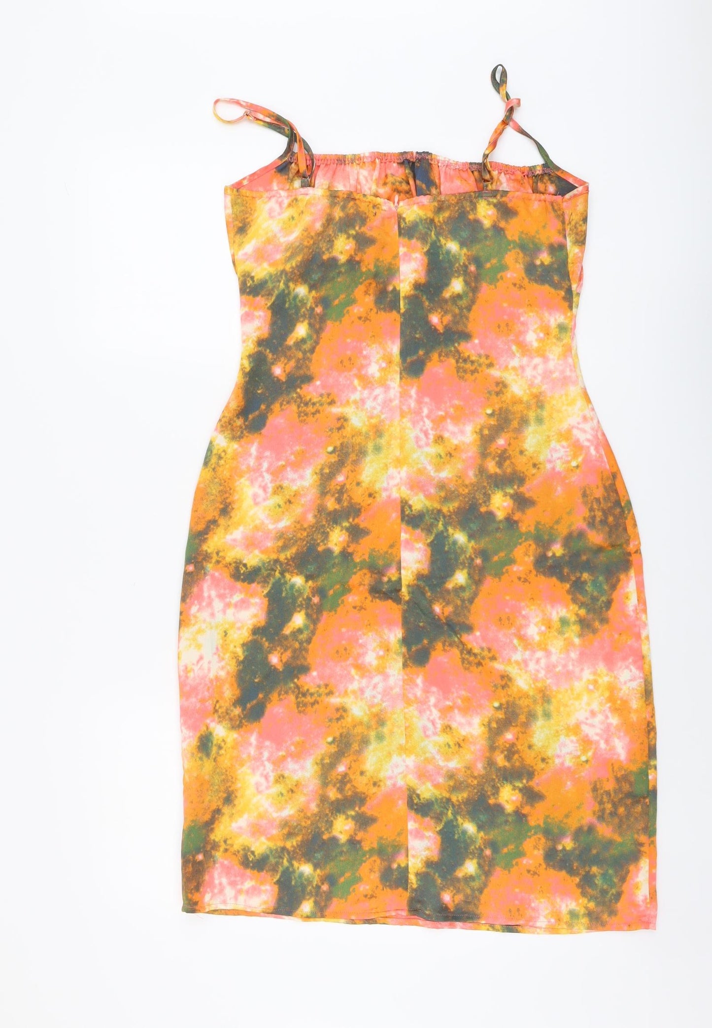 Nasty Gal Womens Multicoloured Geometric Polyester Bodycon Size 10 Square Neck Zip